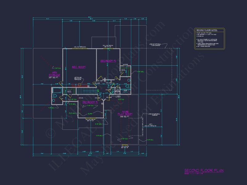 Stunning house Plan with Open Floor Design & CAD Blueprint