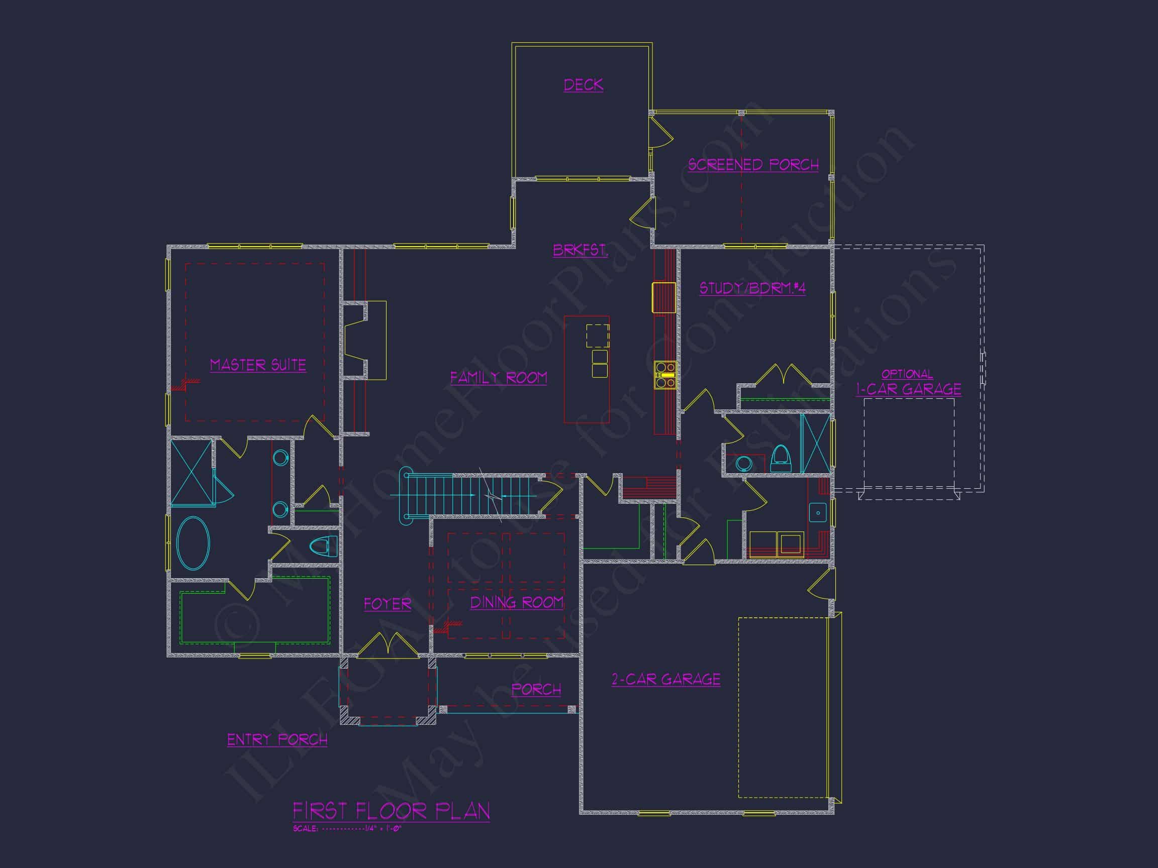 Stunning house Plan with Open Floor Design & CAD Blueprint