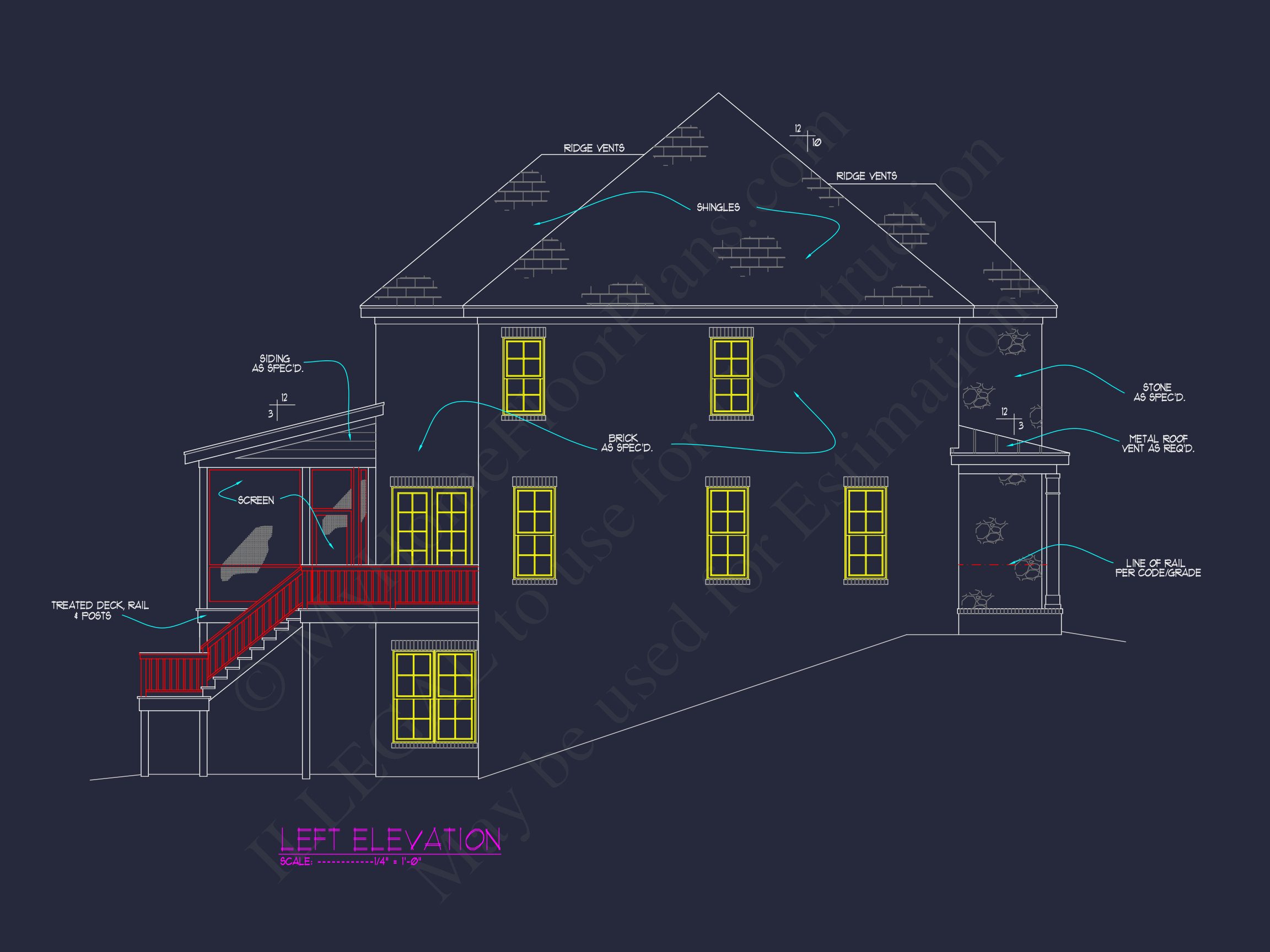 Stunning Traditional house Plan with 3.5 Floors and CAD Designs