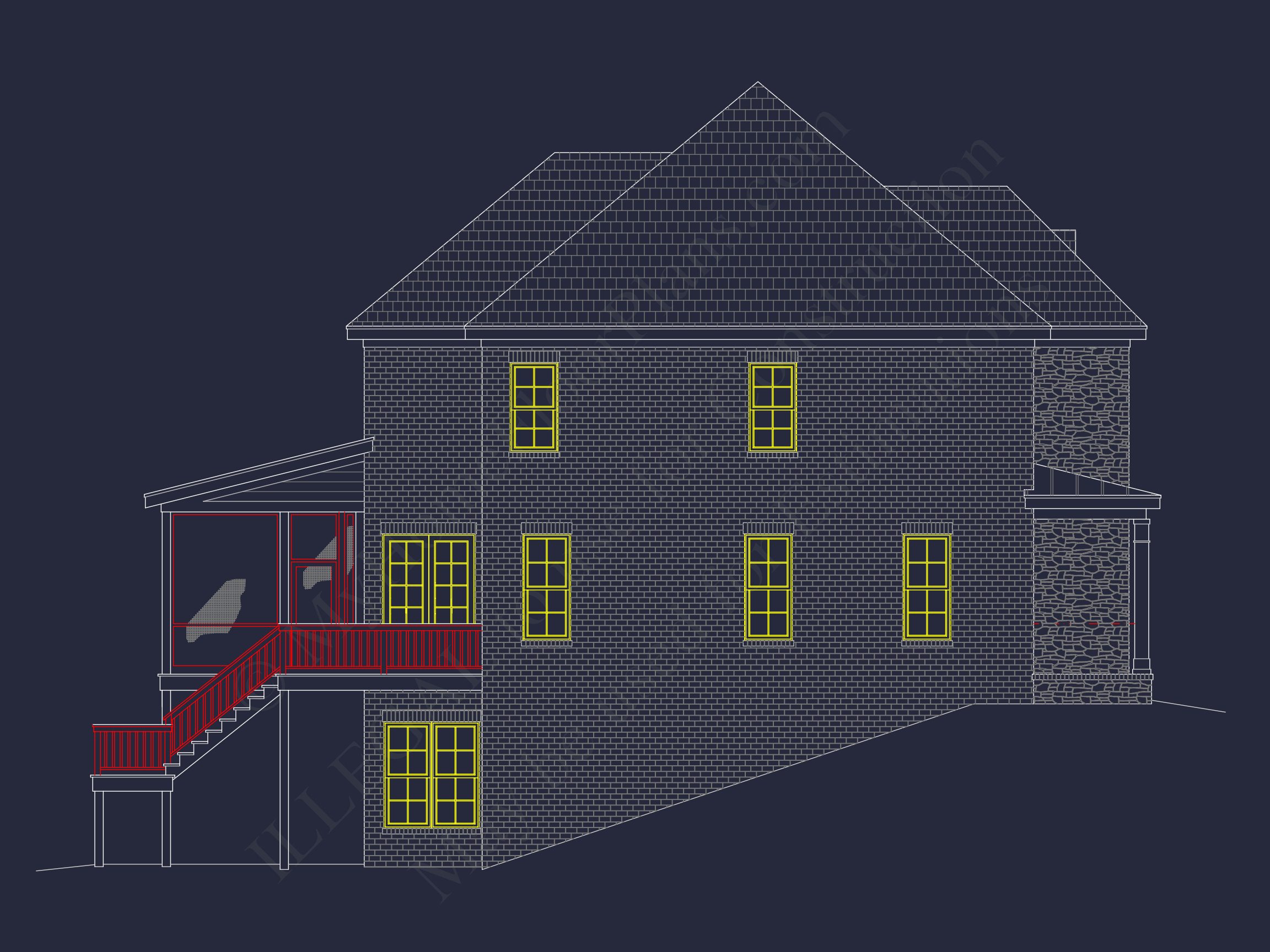Stunning Traditional house Plan with 3.5 Floors and CAD Designs