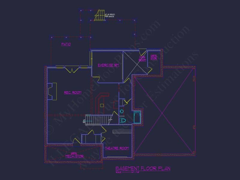 Stunning Traditional house Plan with 3.5 Floors and CAD Designs