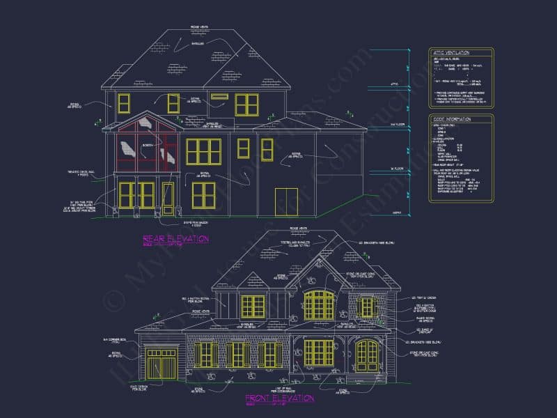 Stunning Traditional house Plan with 3.5 Stories and CAD Designs