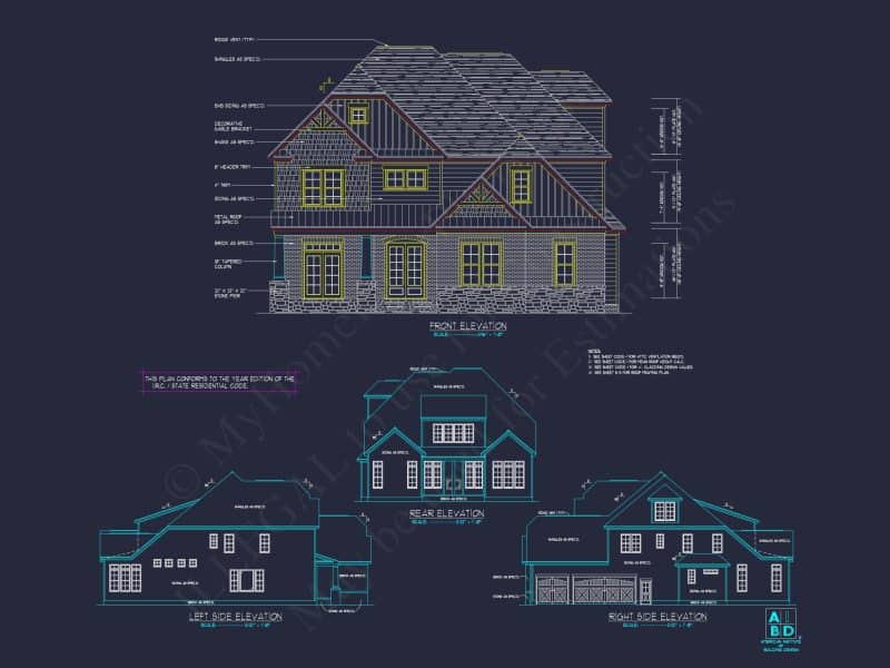 Stunning Transitional house Plan with 2 Stories & 4, 662 SF