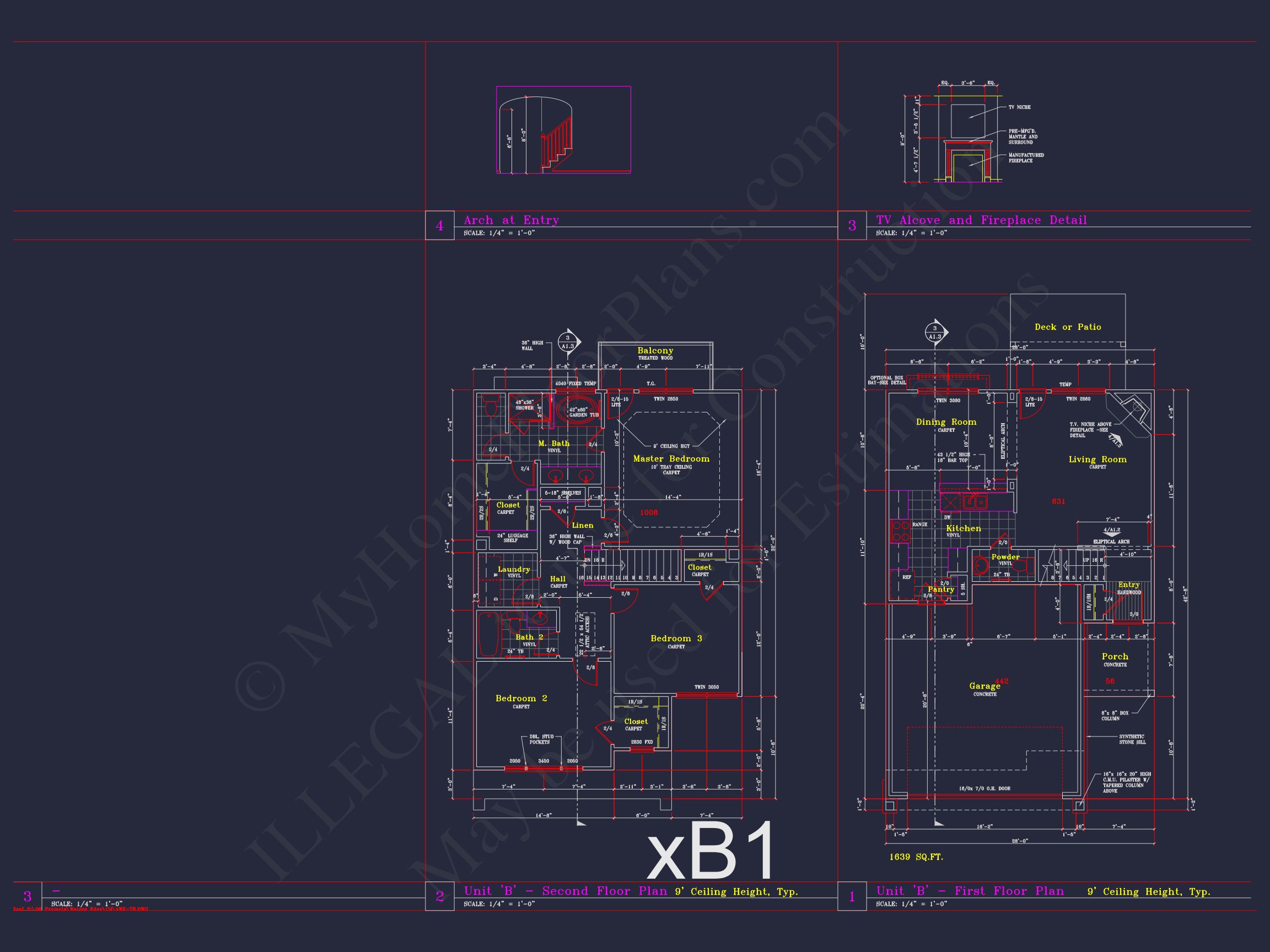 Stylish 2-Bedroom Townhome Blueprint - 2-Story CAD Design