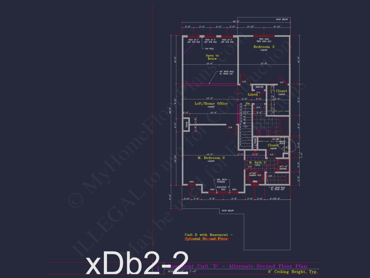 Stylish 2-Bedroom Townhome Blueprint - 2-Story CAD Design