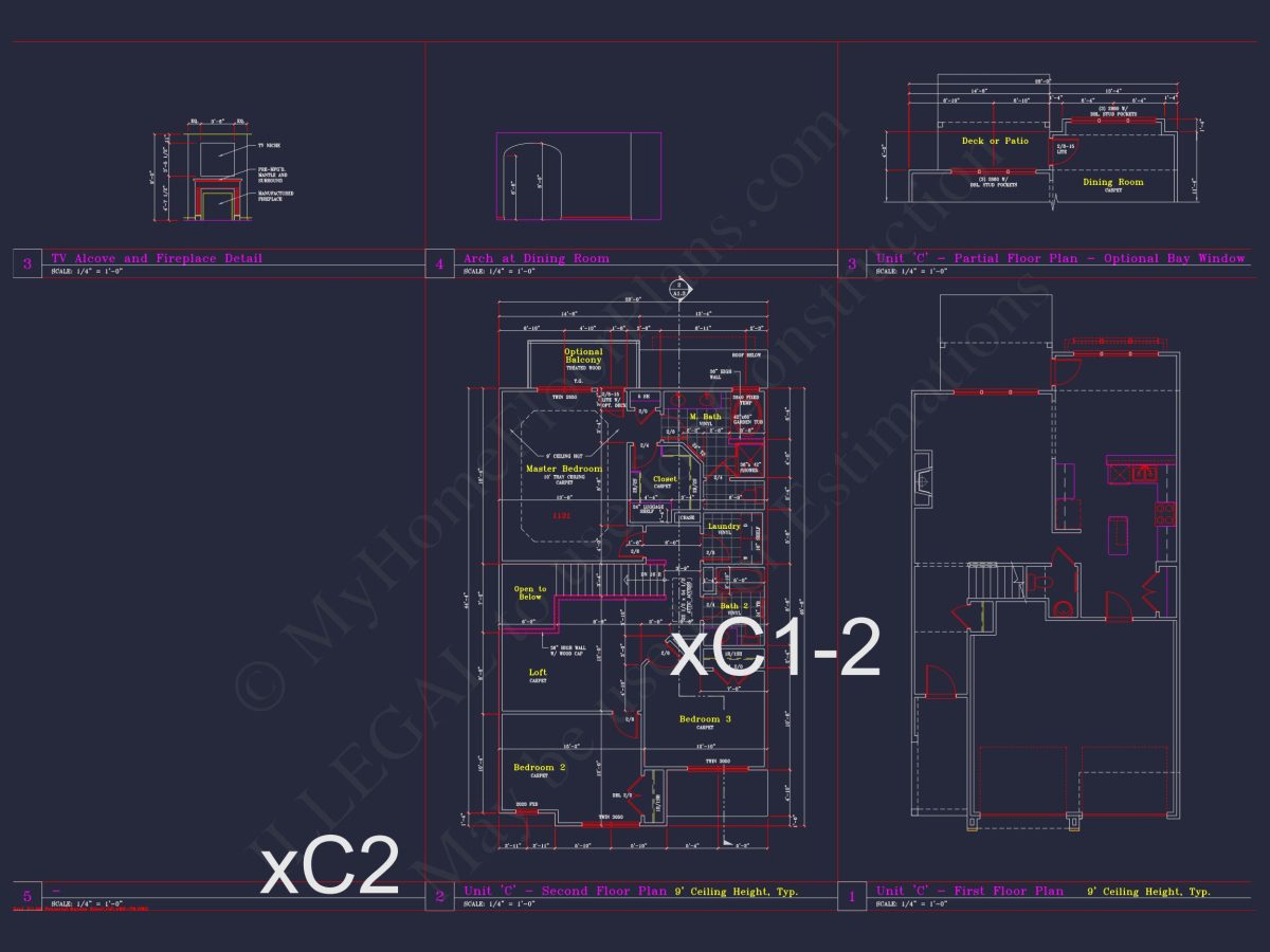 Stylish 2-Bedroom Townhome Blueprint - 2-Story CAD Design