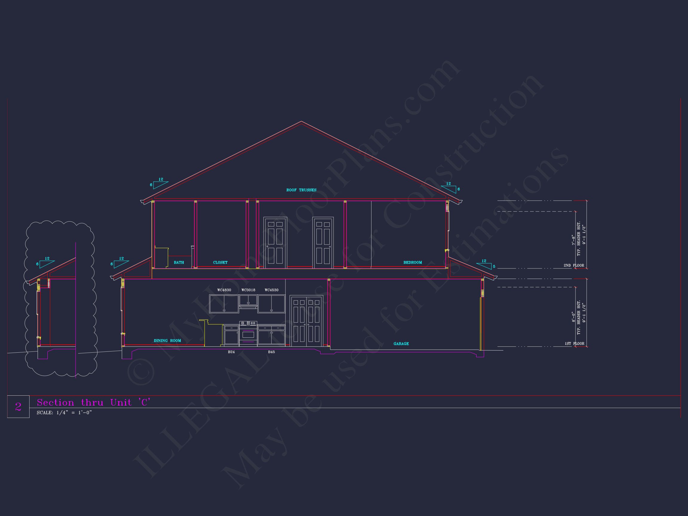 Stylish 2-Bedroom Townhome Blueprint - 2-Story CAD Design