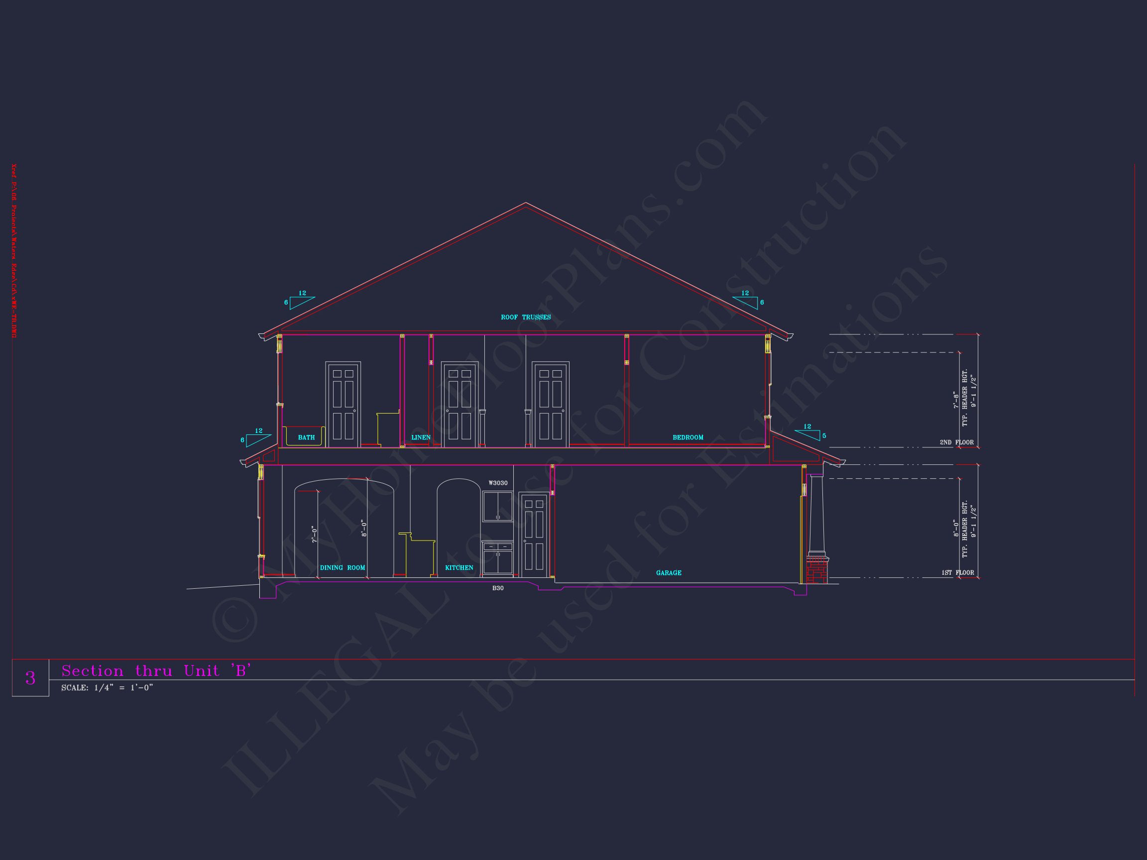 Stylish 2-Bedroom Townhome Blueprint - 2-Story CAD Design
