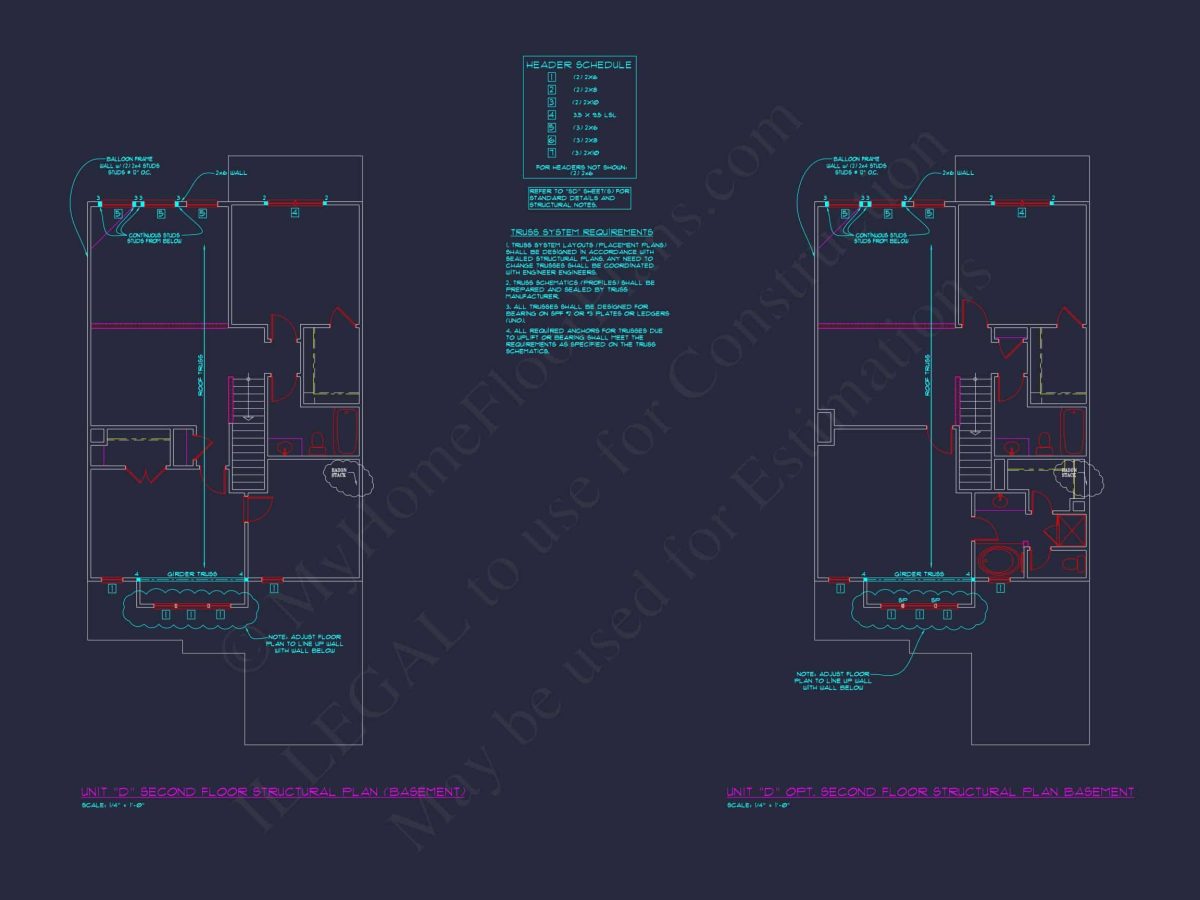 Stylish 2-Bedroom Townhome Blueprint - 2-Story CAD Design