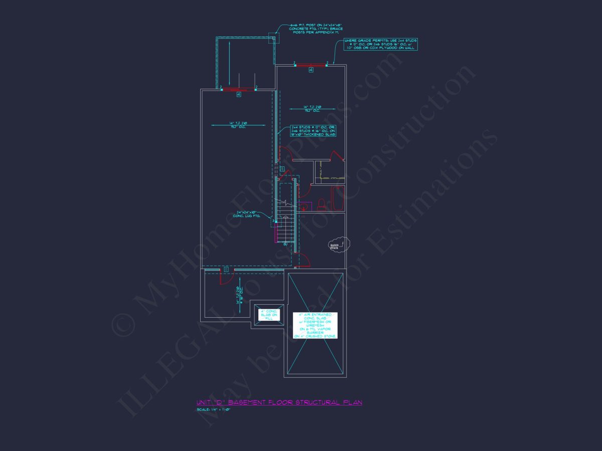 Stylish 2-Bedroom Townhome Blueprint - 2-Story CAD Design