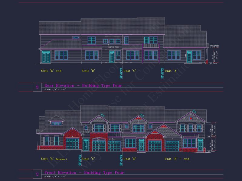 Stylish 2-Bedroom Townhome Floor Plan with CAD Blueprint Design