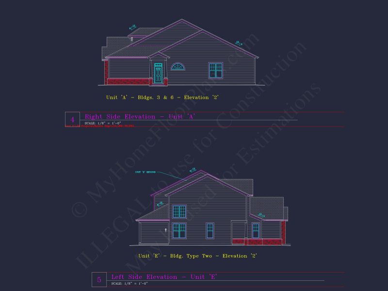 Stylish 2-Bedroom Townhome Floor Plan with CAD Blueprint Design