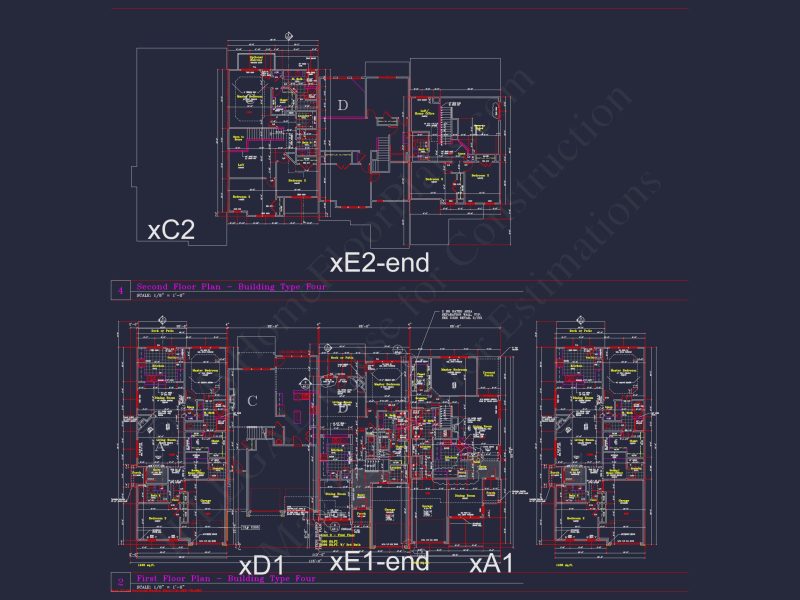 Stylish 2-Bedroom Townhome Floor Plan with CAD Blueprint Design