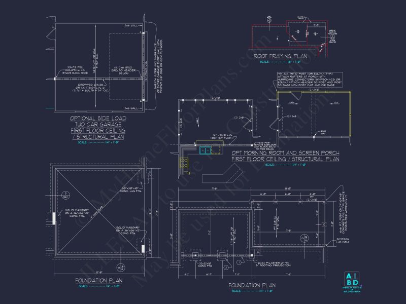 Stylish 2-Story house Plan with Detailed CAD Blueprint Designs