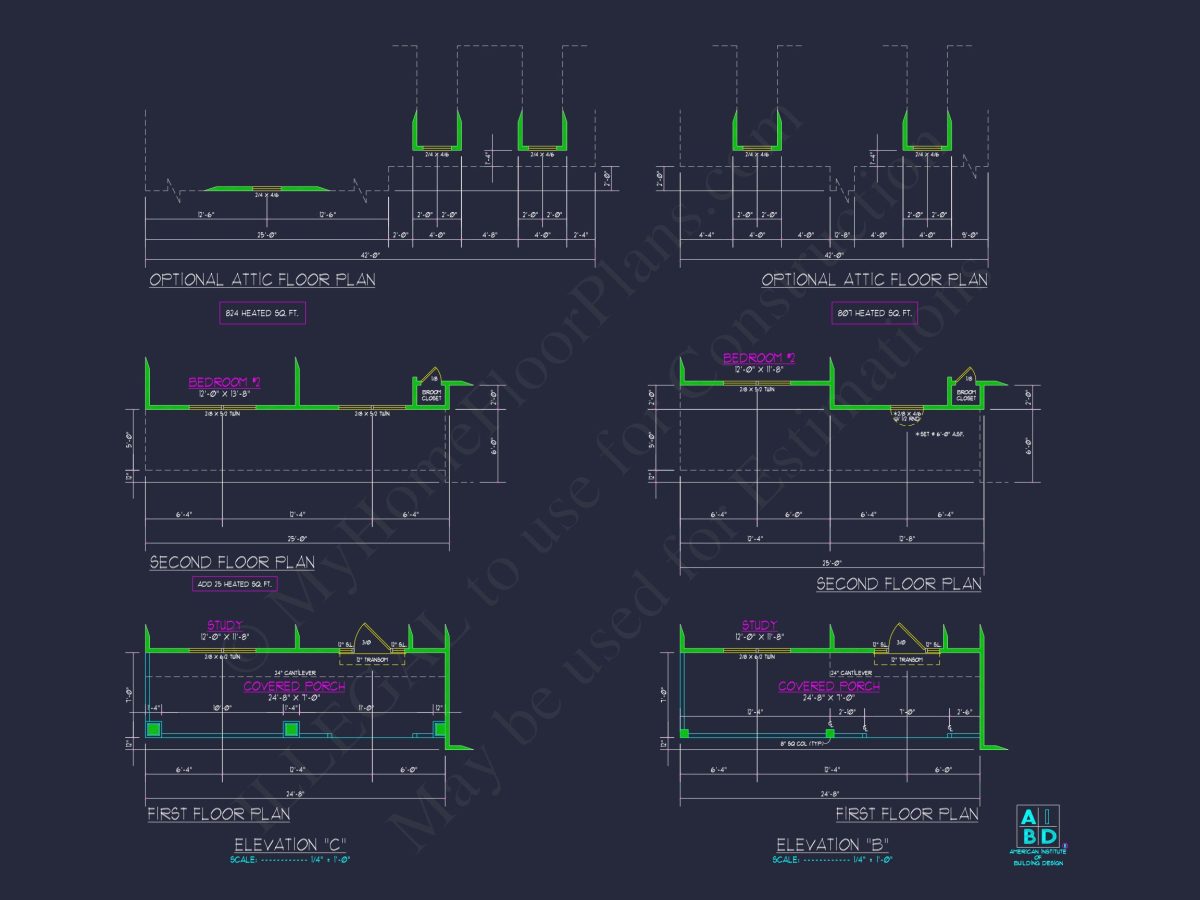 Stylish 2-Story house Plan with Detailed CAD Blueprint Designs