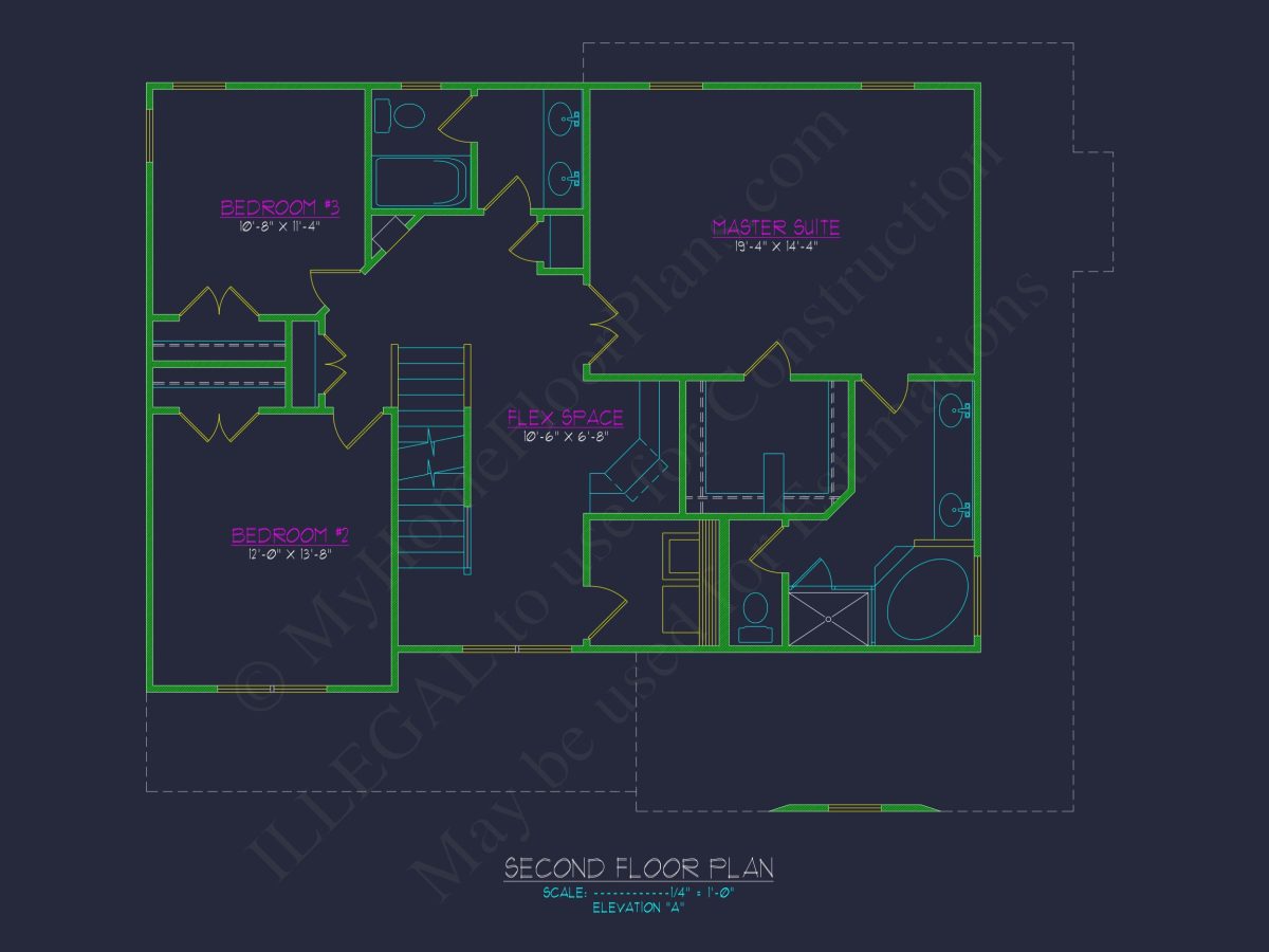 Stylish 2-Story house Plan with Detailed CAD Blueprint Designs