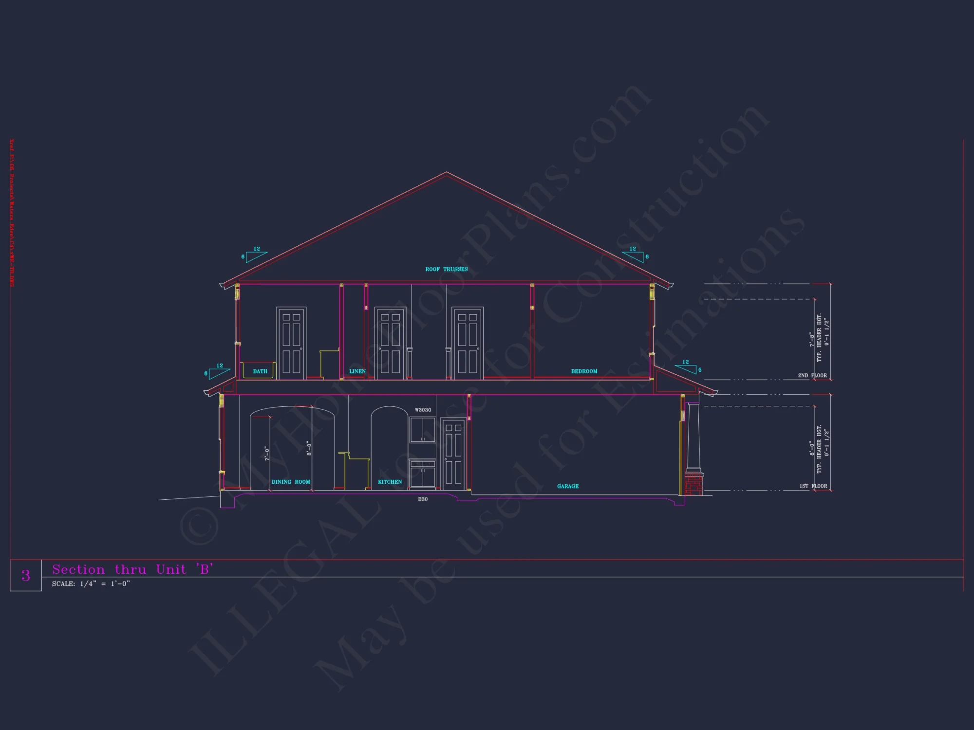 Stylish 3-Bedroom Townhome Plan with CAD and Blueprints