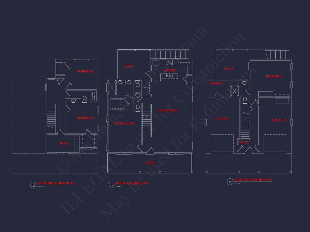 Stylish 3-Story Coastal house Plan with CAD Blueprint Designs