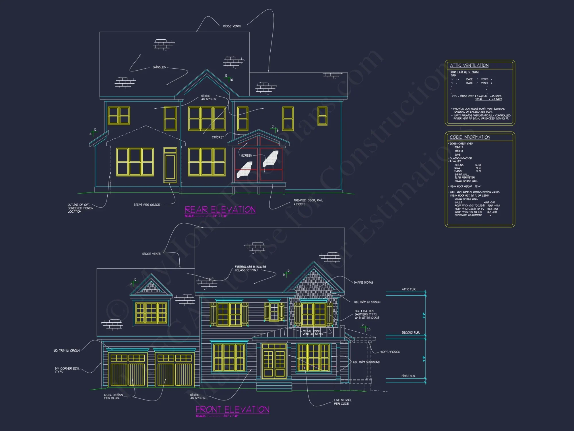 Stylish house Floor Plans with CAD Designs & 2-Car Garage
