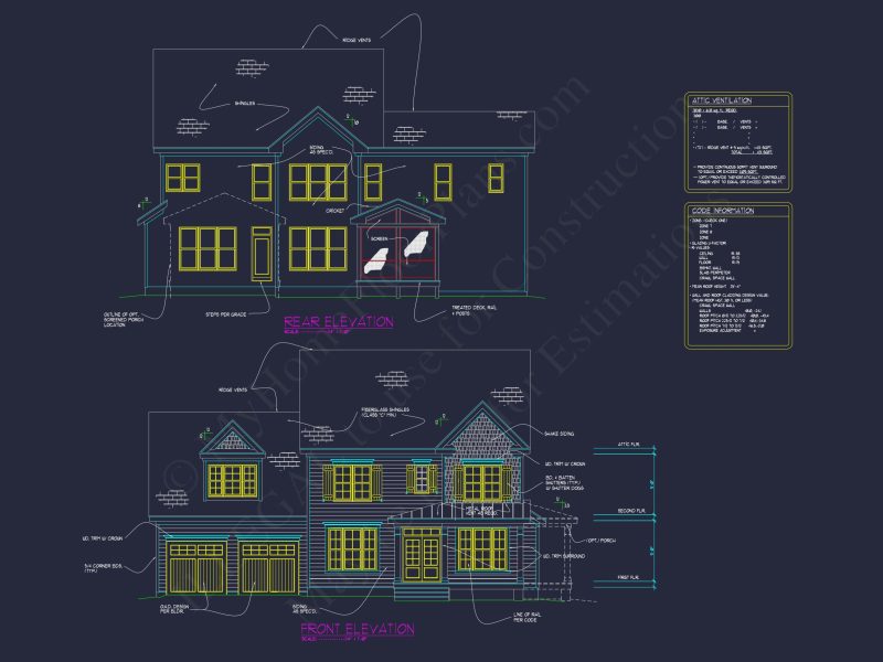 Stylish house Floor Plans with CAD Designs & 2-Car Garage