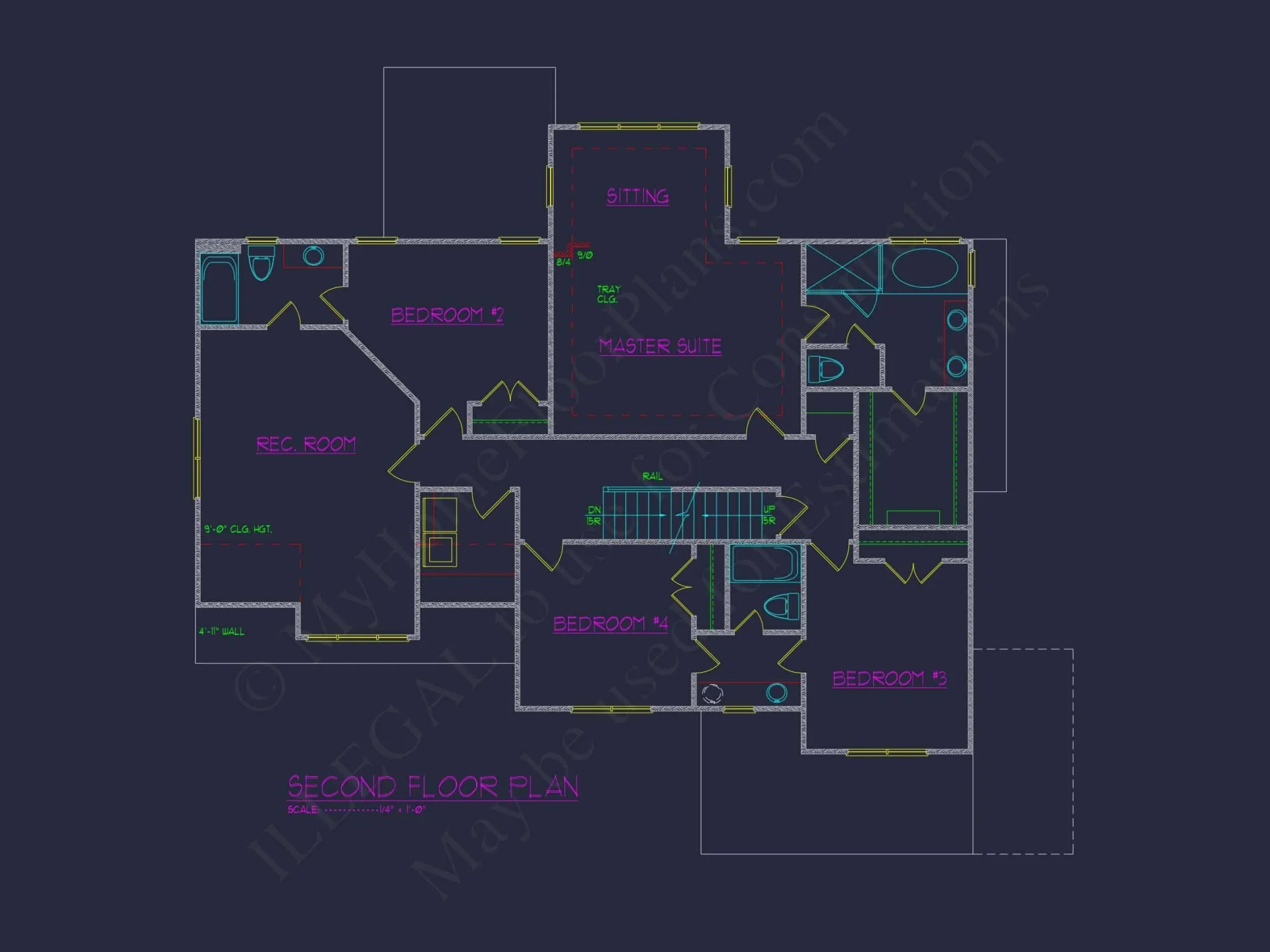 Stylish house Floor Plans with CAD Designs & 2-Car Garage