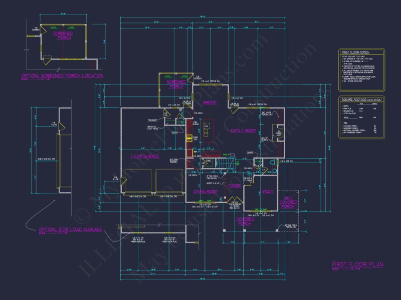 Stylish house Floor Plans with CAD Designs & 2-Car Garage