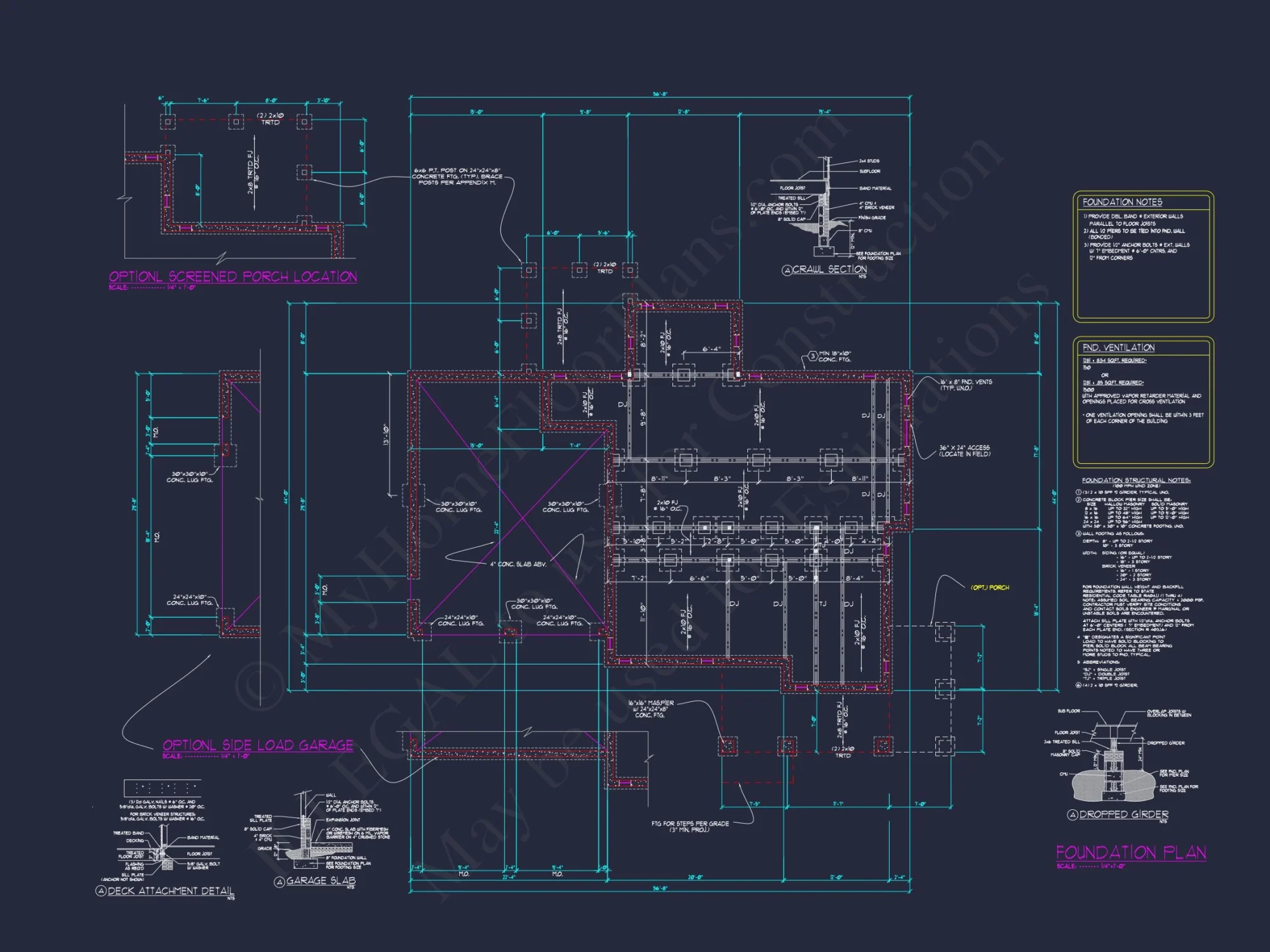 Stylish house Floor Plans with CAD Designs & 2-Car Garage