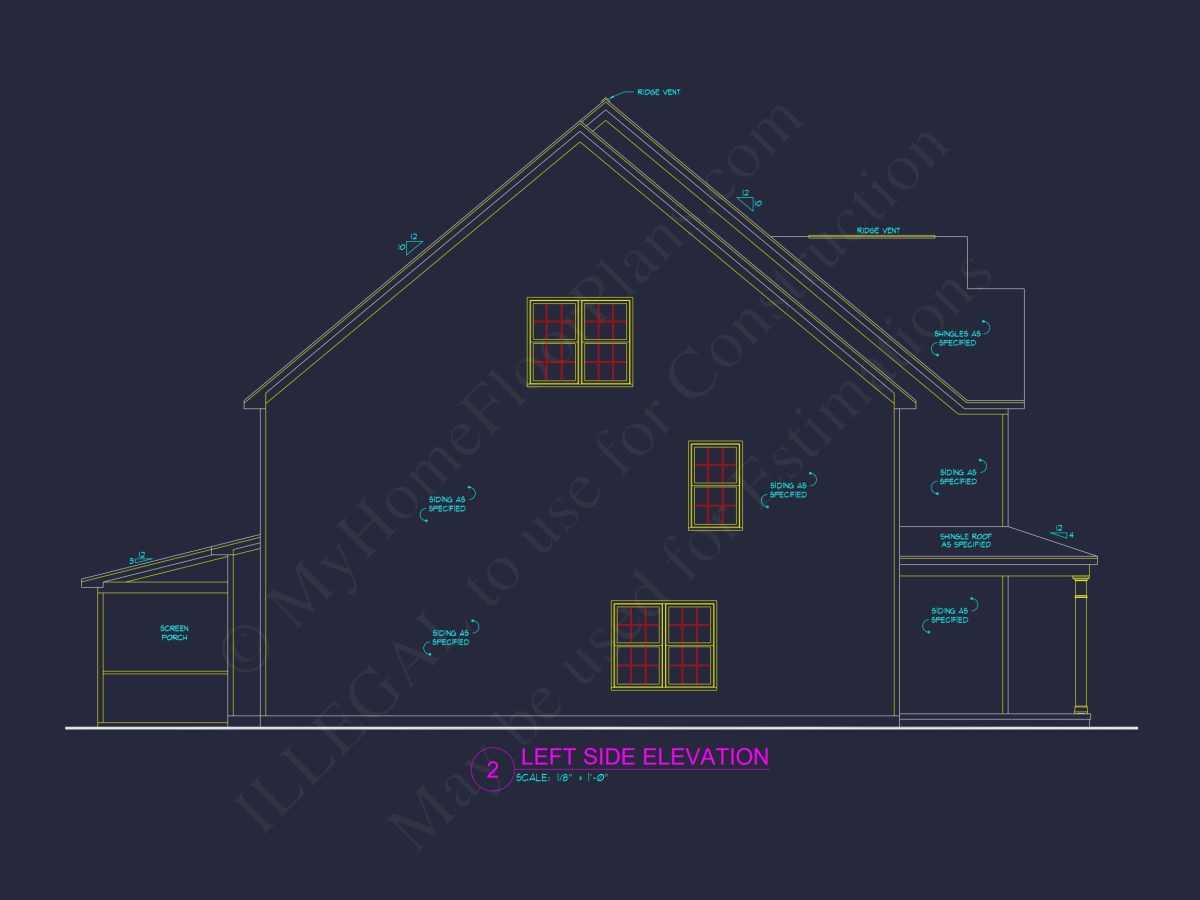 Stylish house Plan with 4 Bedrooms, 3 Baths, and CAD Blueprint
