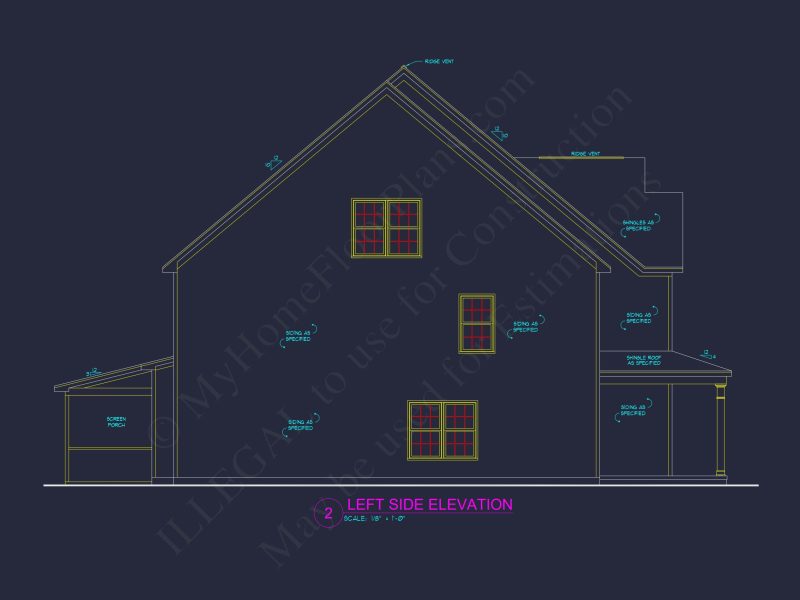 Stylish house Plan with 4 Bedrooms, 3 Baths, and CAD Blueprint