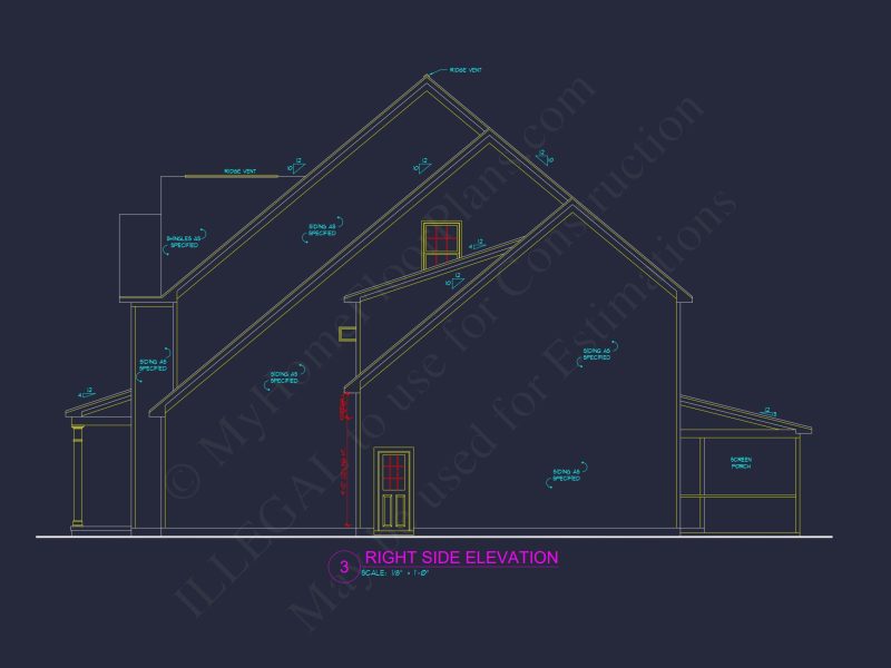 Stylish house Plan with 4 Bedrooms, 3 Baths, and CAD Blueprint