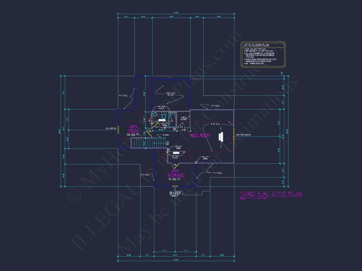 Three-Story Country Craftsman house Blueprint with CAD Designs