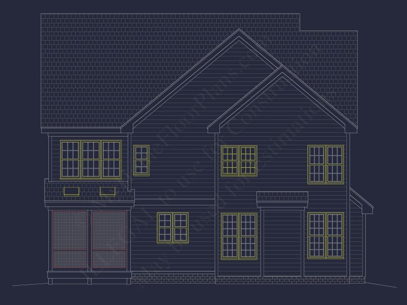 Three-Story Country Craftsman house Blueprint with CAD Designs