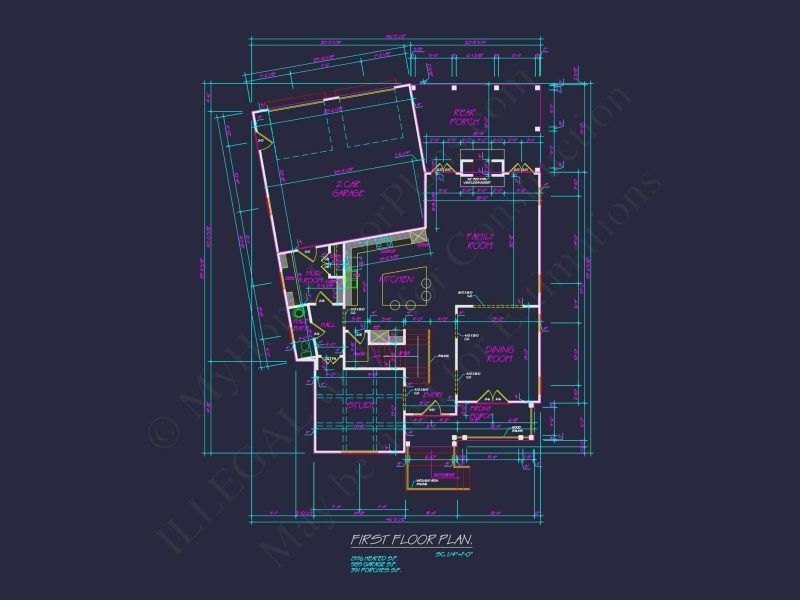 Traditional 2-Story house Plan with 4 Bedrooms & 3 Baths (Blueprint)