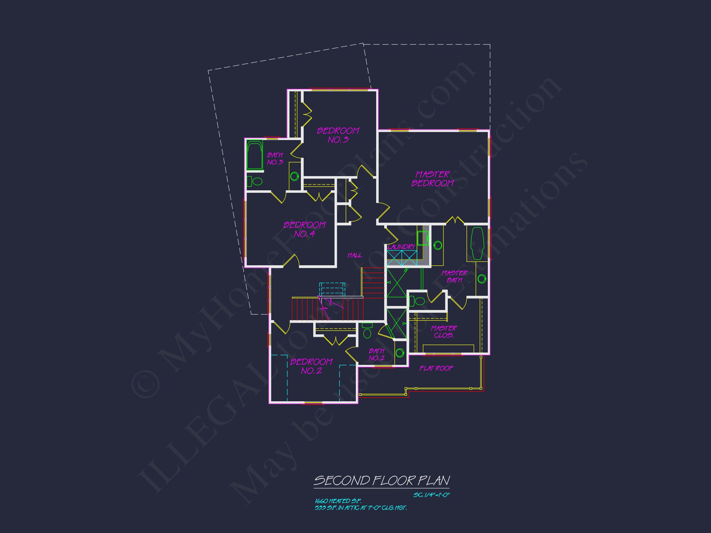 Traditional 2-Story house Plan with 4 Bedrooms & 3 Baths (Blueprint)