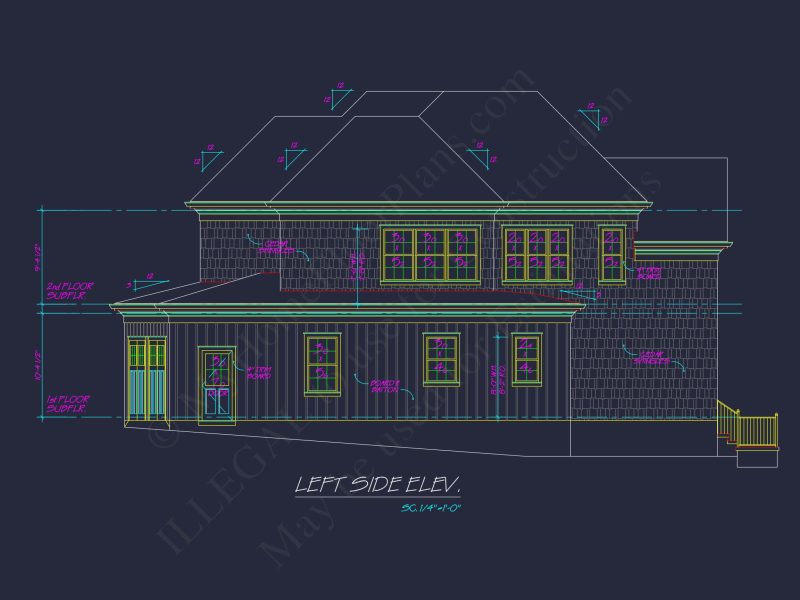 Traditional 2-Story house Plan with 4 Bedrooms & 3 Baths (Blueprint)