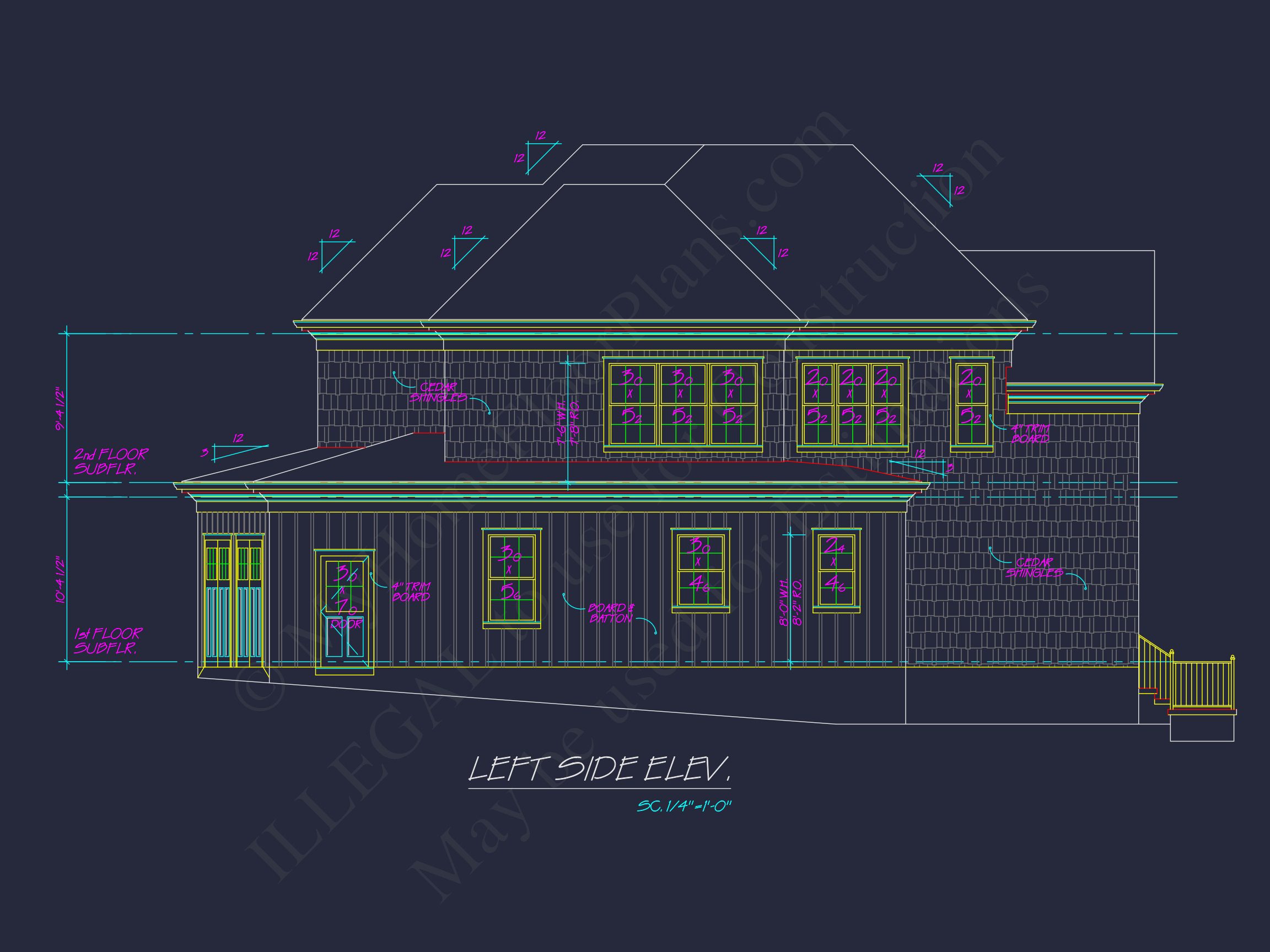 Traditional 2-Story house Plan with 4 Bedrooms & 3 Baths (Blueprint)