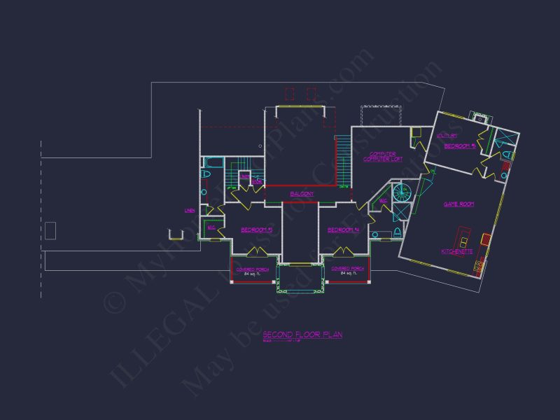 Traditional 2-Story house Plan with 4 Bedrooms and a 3-Car Garage