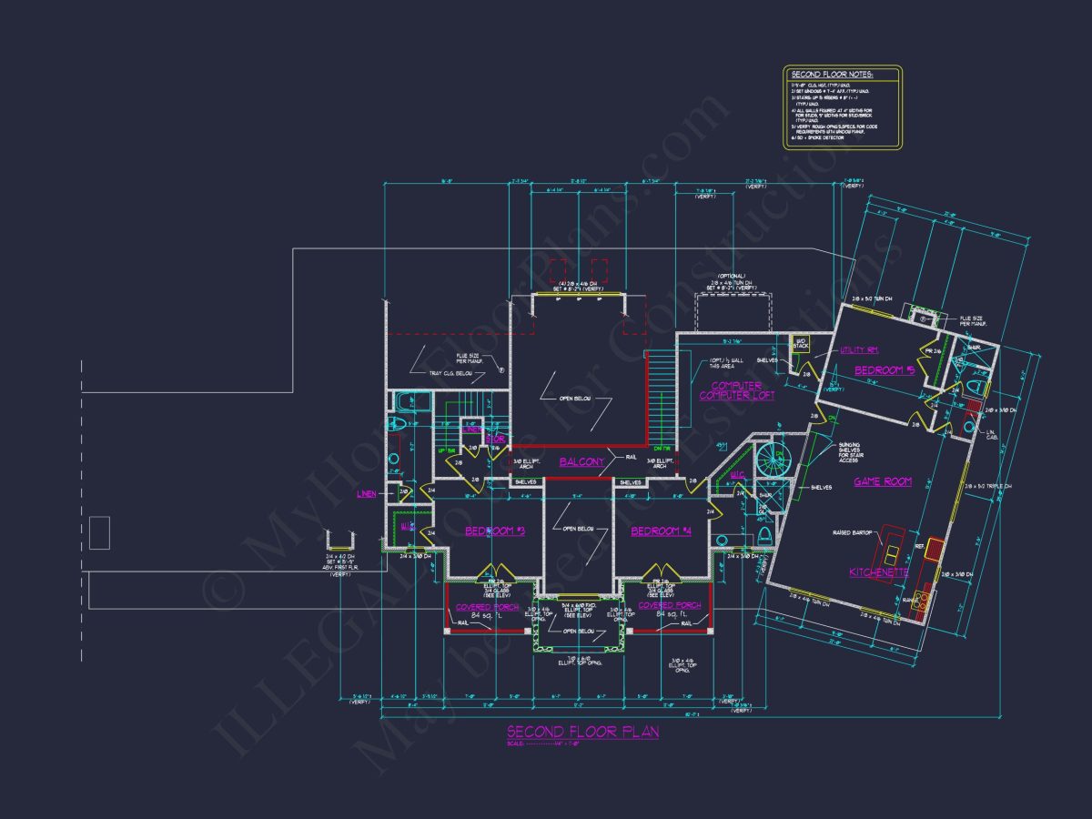 Traditional 2-Story house Plan with 4 Bedrooms and a 3-Car Garage