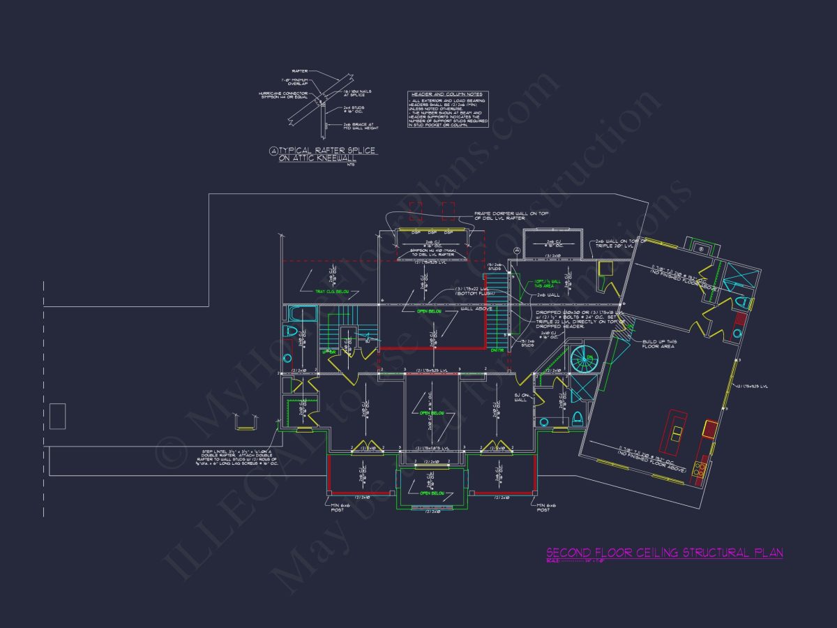 Traditional 2-Story house Plan with 4 Bedrooms and a 3-Car Garage