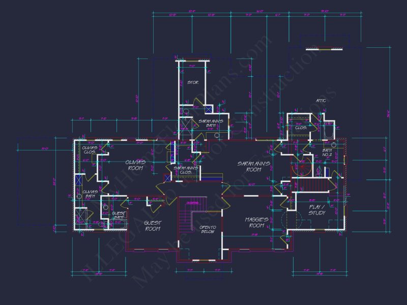 Traditional 2-Story house Plan with 5 Beds, 4 Baths & 3-Car Garage