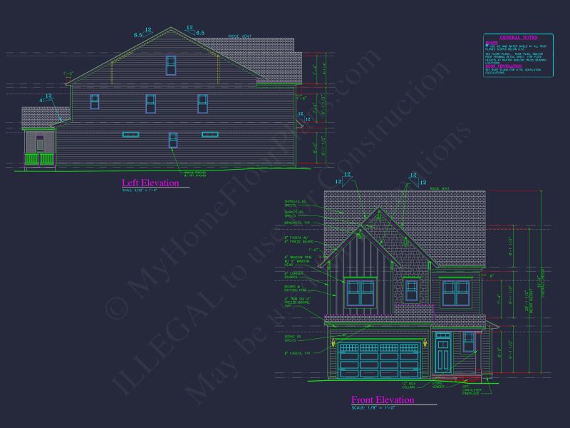 Traditional 2-Story house Plan with CAD Floor Designs & Features