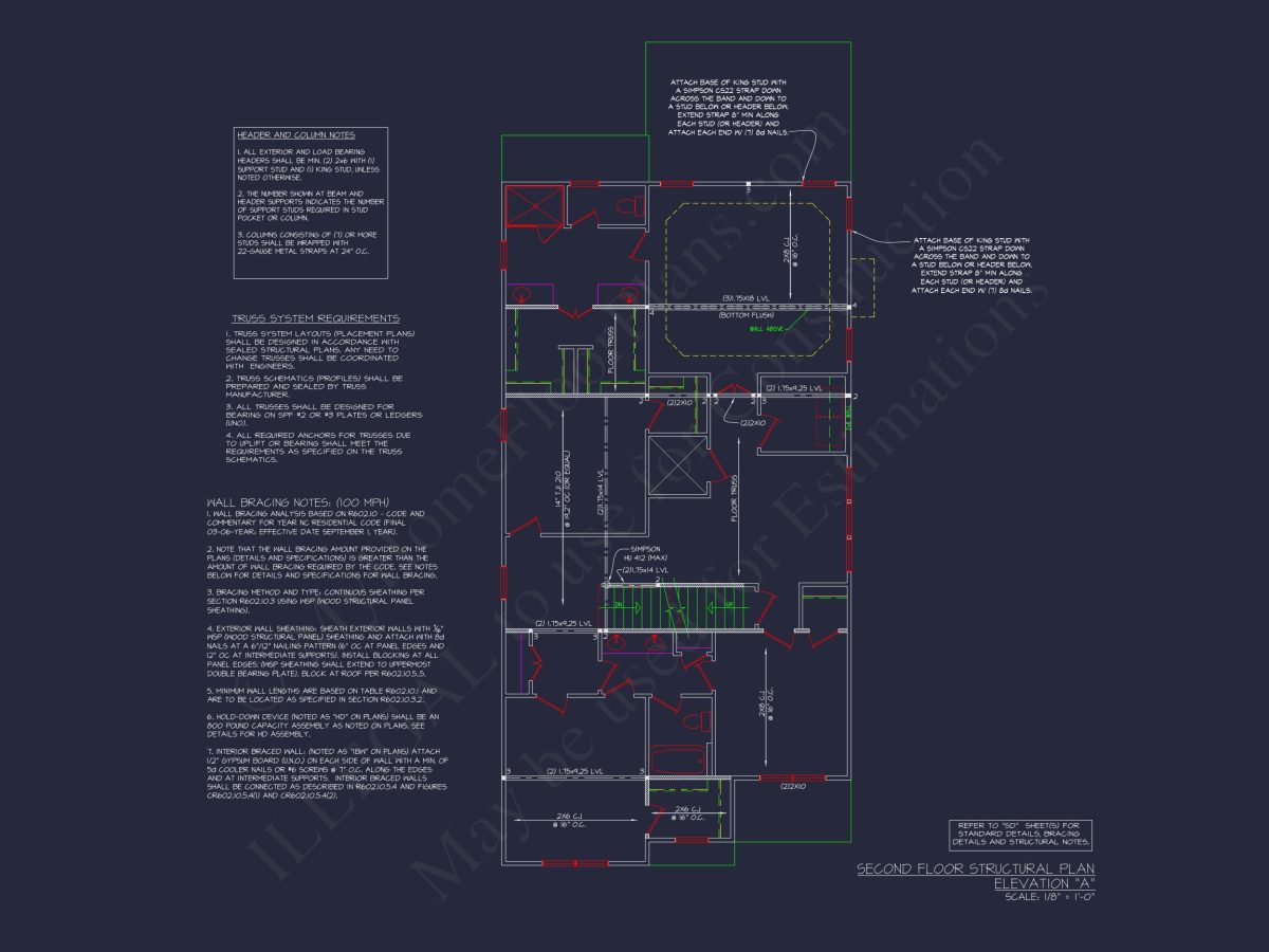 Traditional 2-Story house Plan with CAD Floor Designs & Features