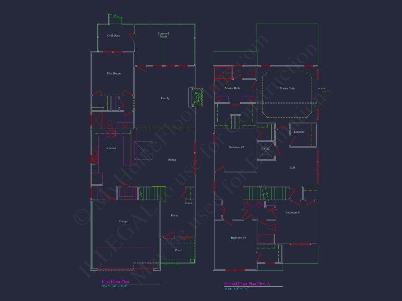 Traditional 2-Story house Plan with CAD Floor Designs & Features