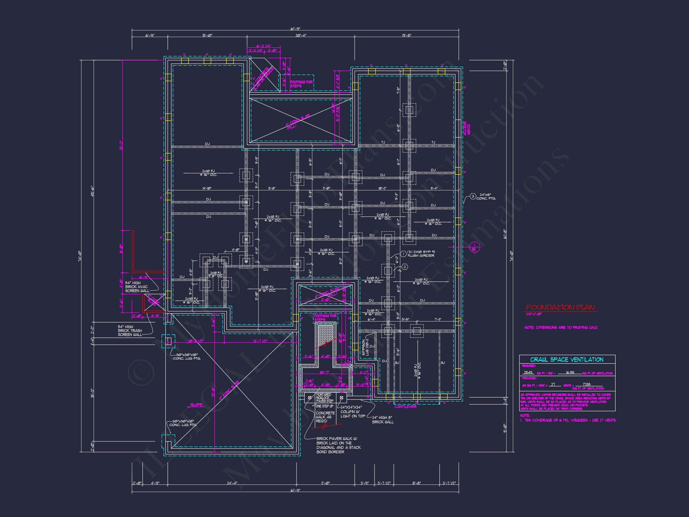 Traditional 3-Bedroom Home Plan with Courtyard (Blueprint)