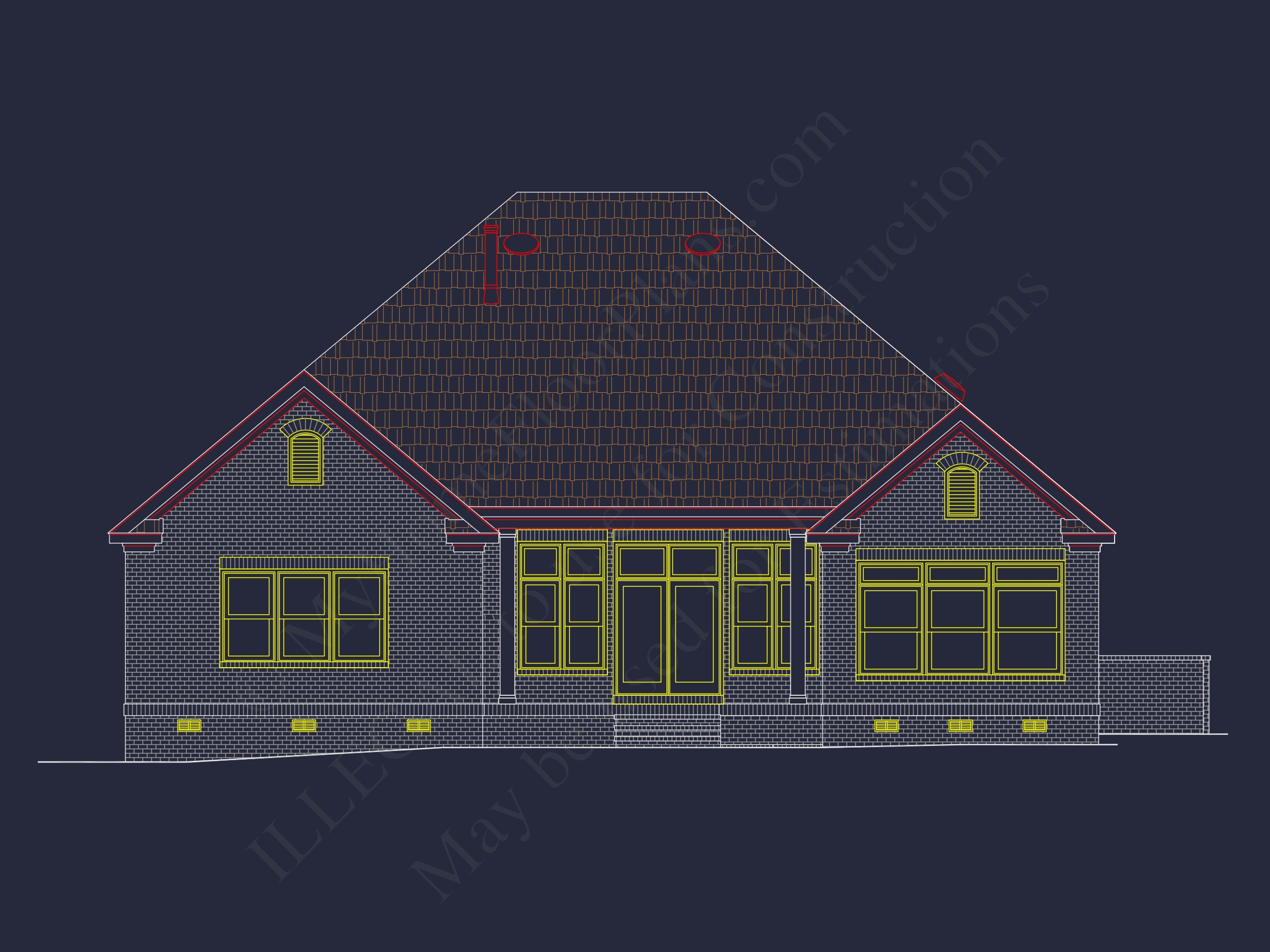 Traditional 3-Bedroom Home Plan with Courtyard (Blueprint)