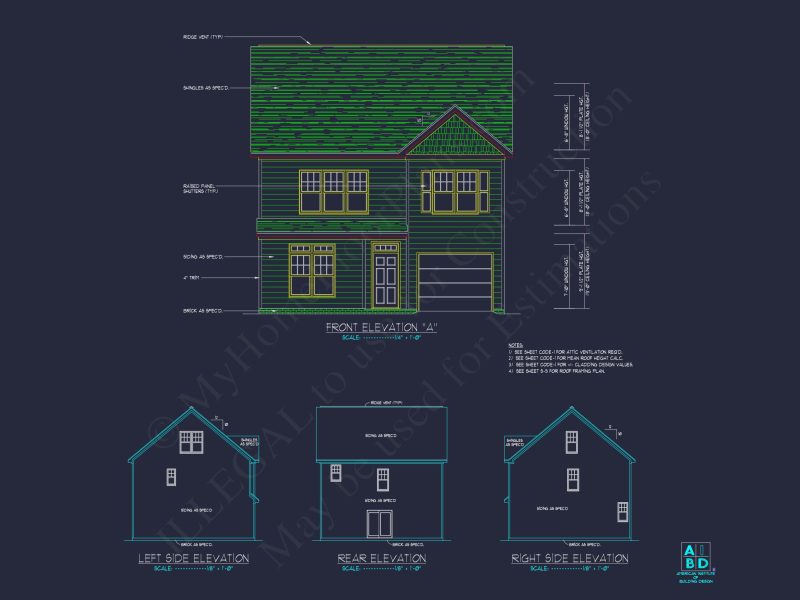 Traditional 3-Bedroom house Plan with Garage - Blueprints & CAD Designs