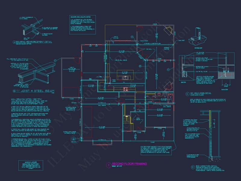 Traditional 4-Bed Colonial house Floor Plan & Blueprint