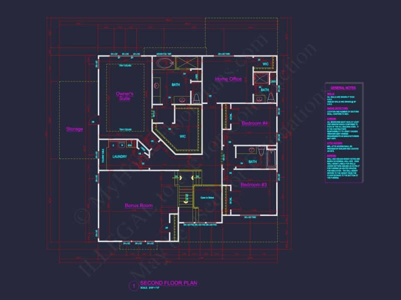 Traditional 4-Bed Colonial house Floor Plan & Blueprint