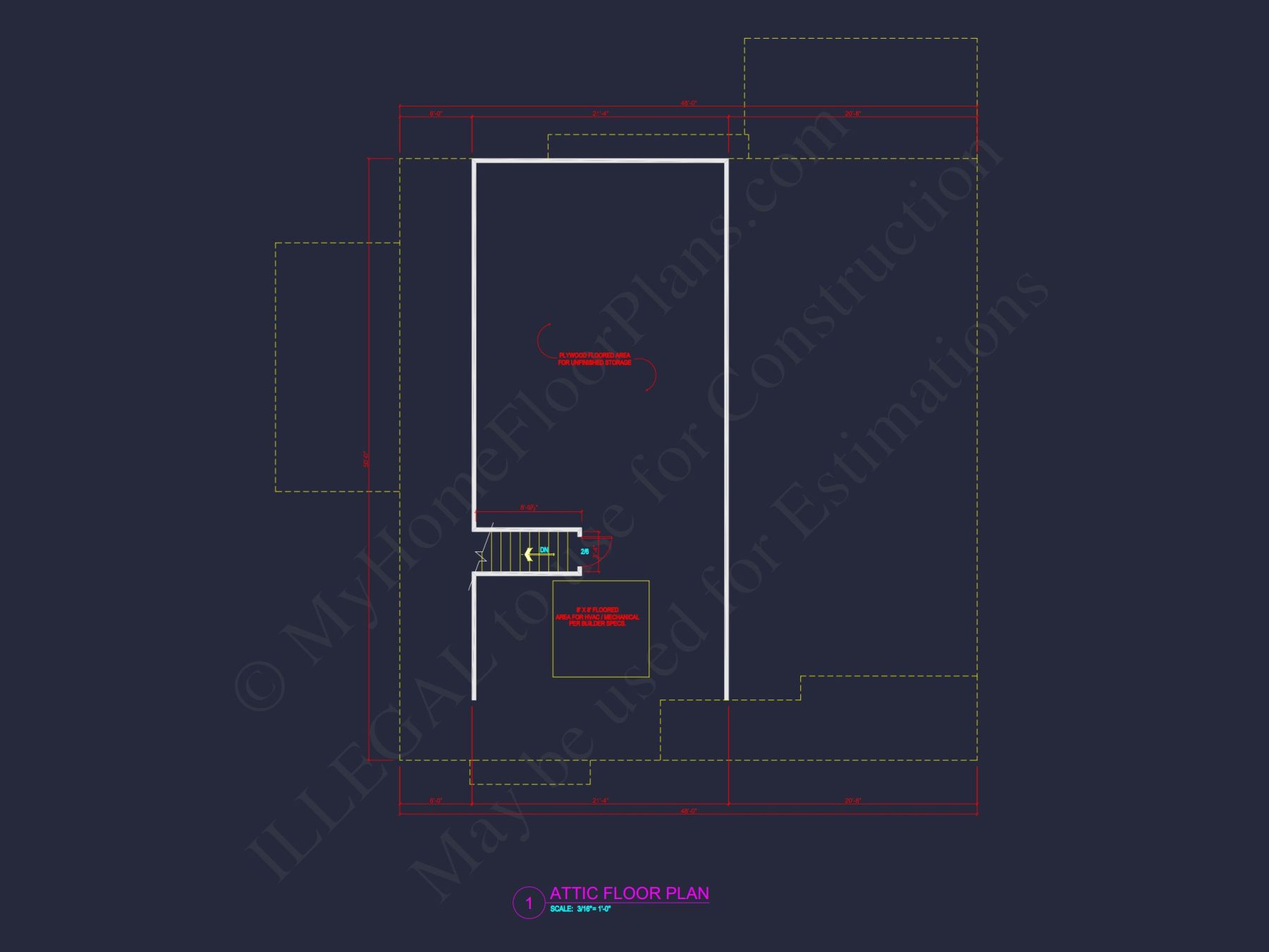 Traditional 4-Bed Colonial house Floor Plan & Blueprint