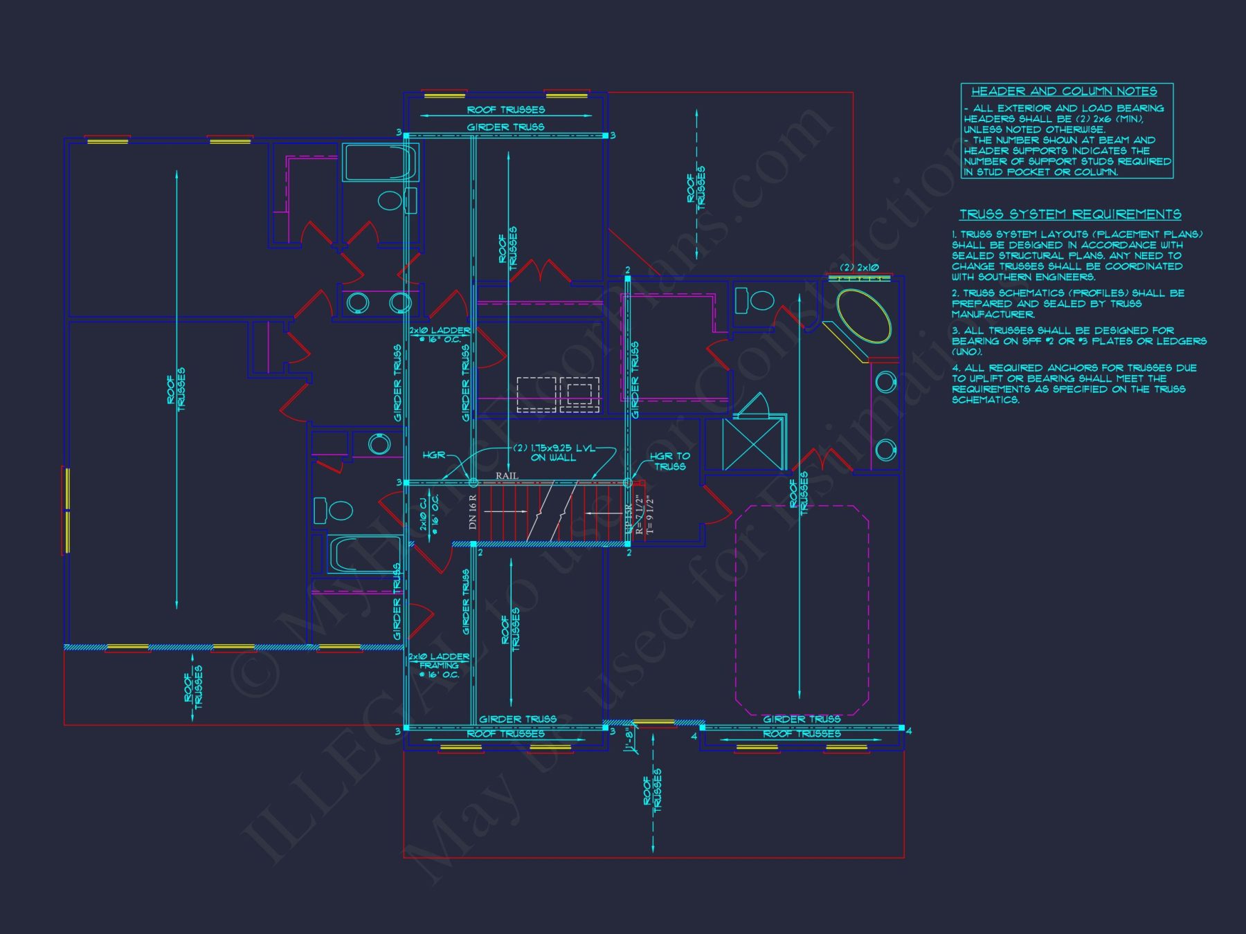Traditional 4 Bedroom house Plan with 2 Car Garage